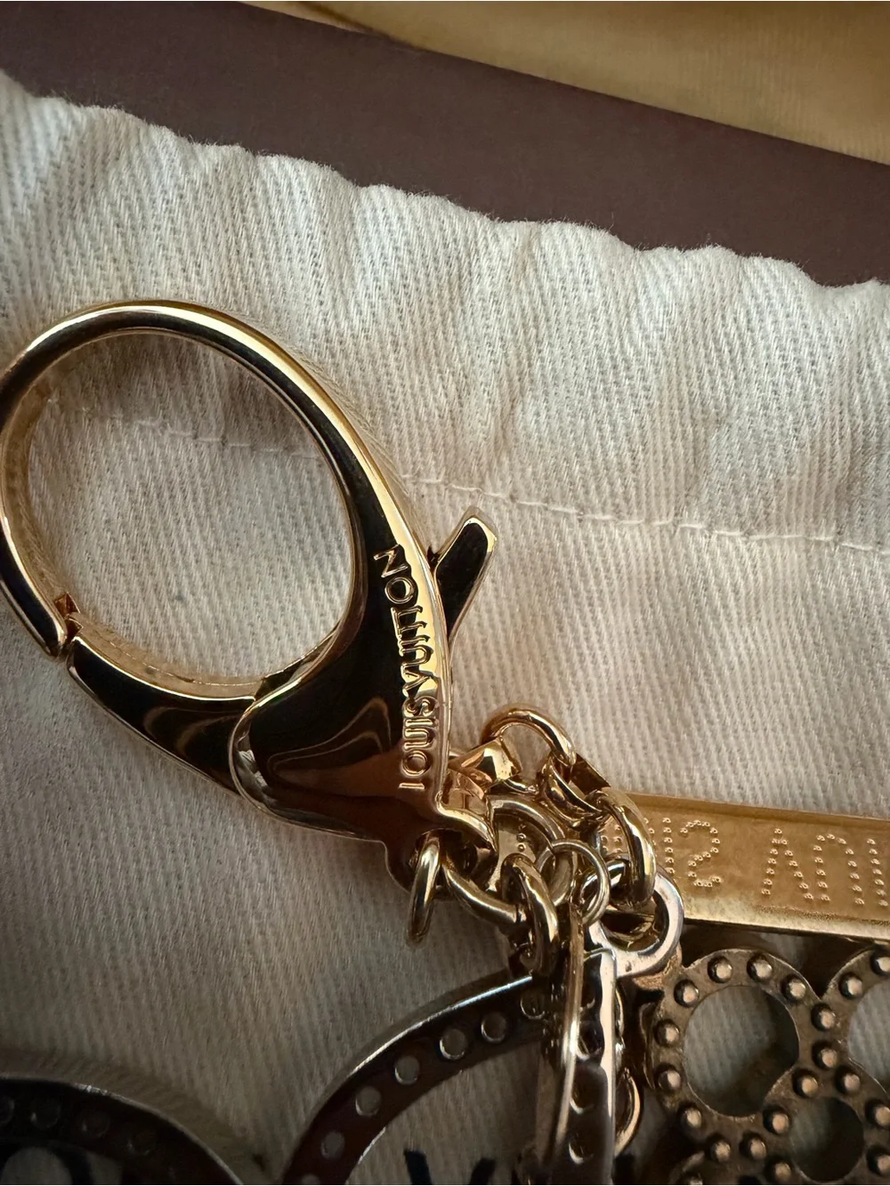 Louis Vuitton Gold and Silver Floral Ring Key Charm